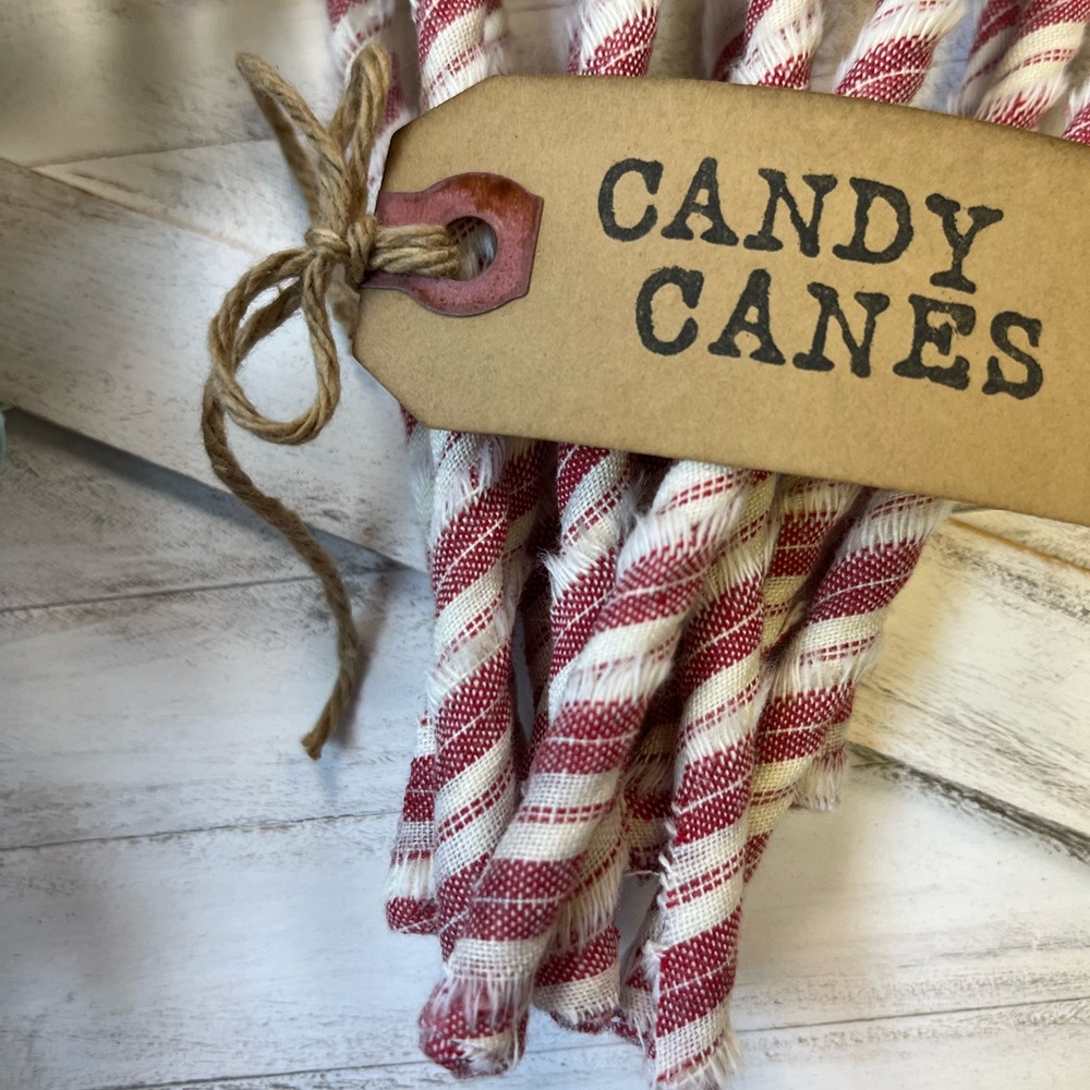 New 12 Primitive 6" Handmade Fabric Candy Canes Christmas Ornaments farmhouse - Picture 4 of 10